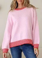 Tilly Blanket Stitch Jumper |Baby Pink