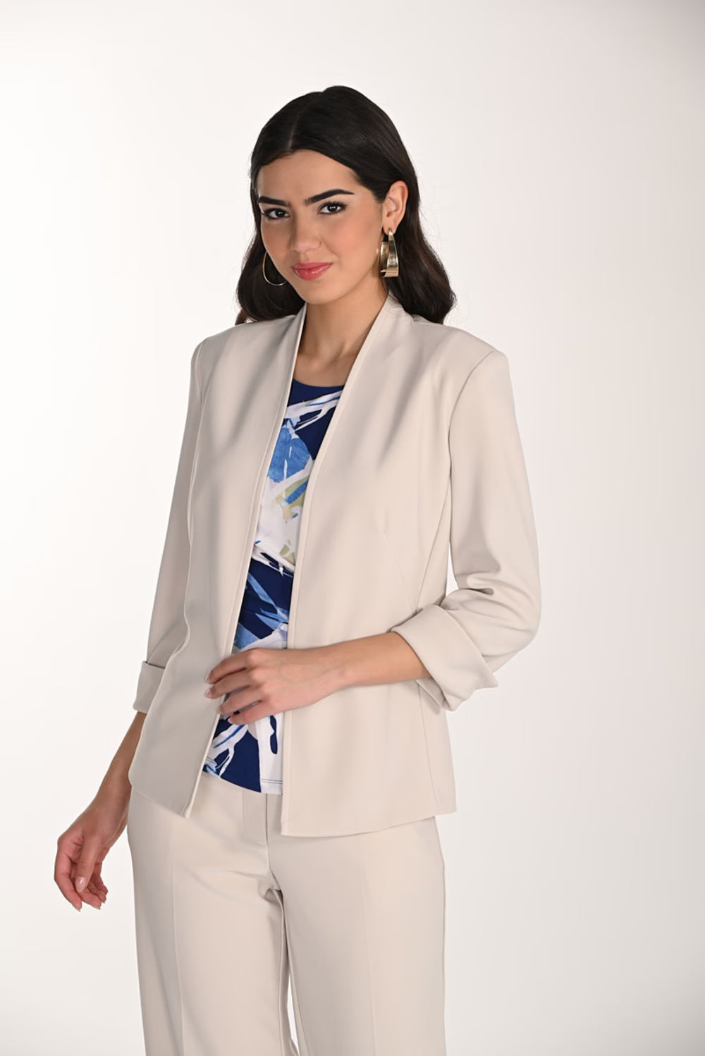 3/4 Sleeve Pink Open Jacket
