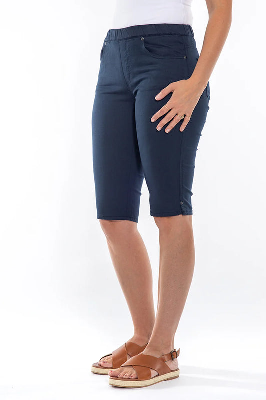 Cafe Latte Pull On Shorts |Navy