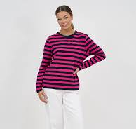 L/S Stripe Tee | Pink/Navy