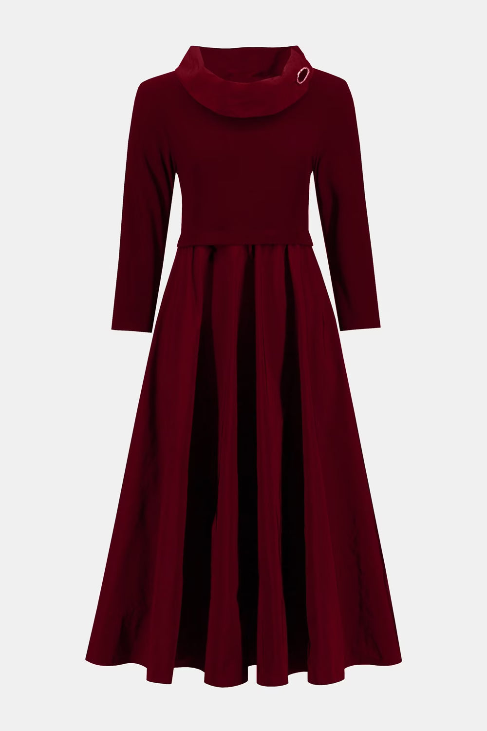 Cowl Collar Spliced Memory Dress | Red