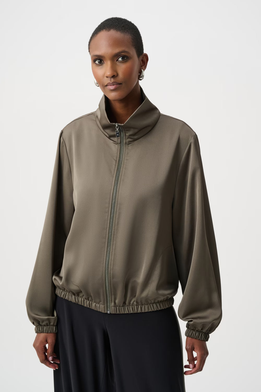 Zipered  Bomber Style Top | Avacado