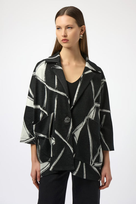 Abstract Print Jacket with Pockets