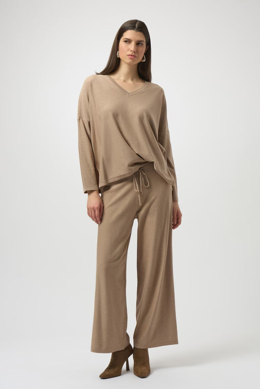 Full length Trouser Style Knit Pant | Fawn
