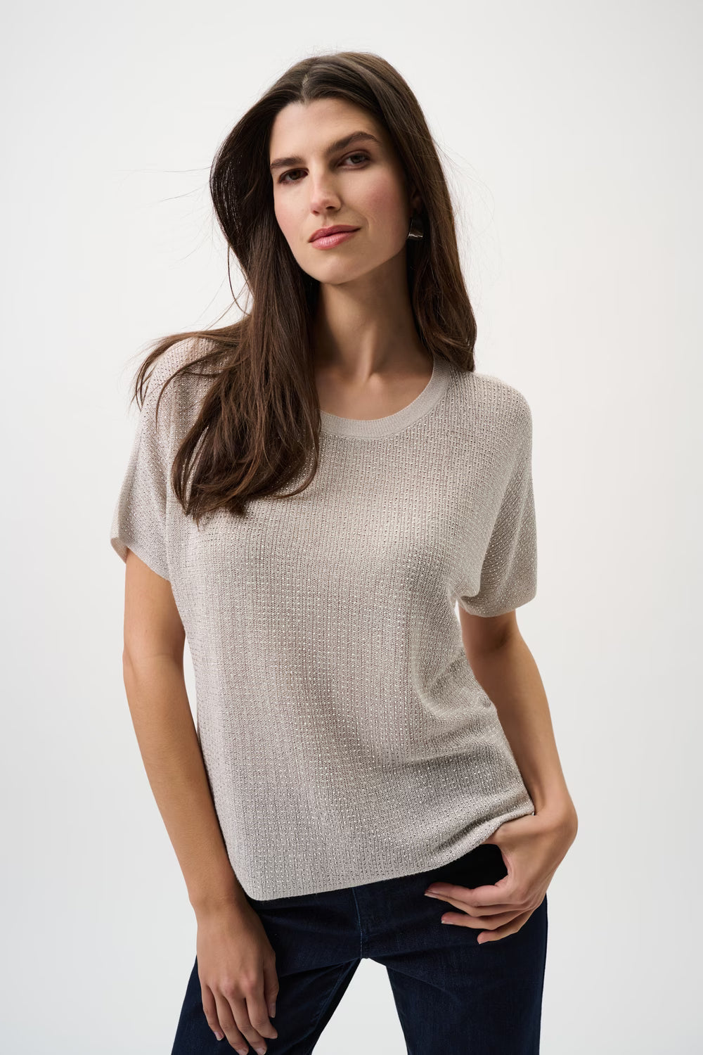 Embellished Crew Neck Tee | Moonstone