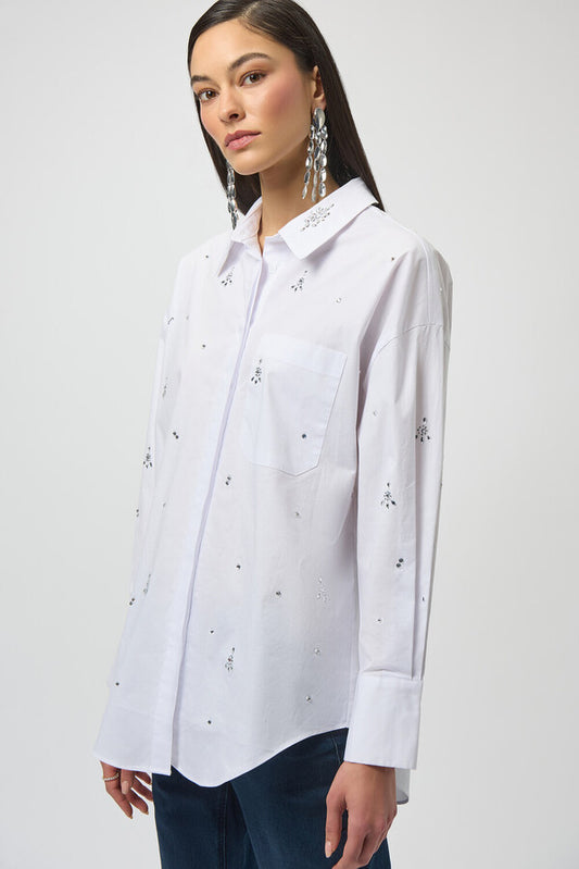 Sequin Emb White Shirt