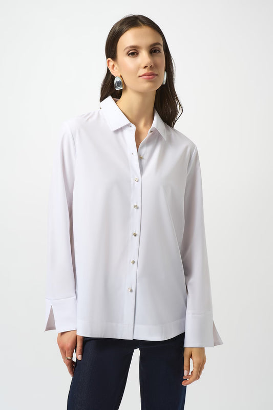 Stretch Zipper Back Boxy Shirt | Optic White