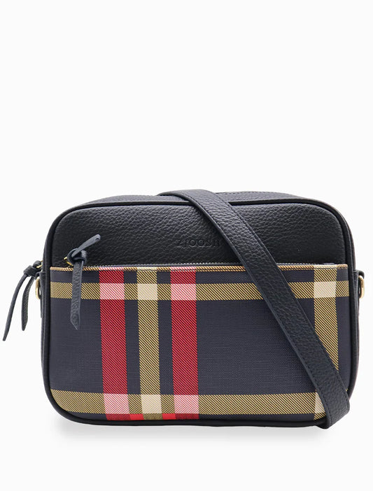 Leah Check Cross Body Bag | Navy