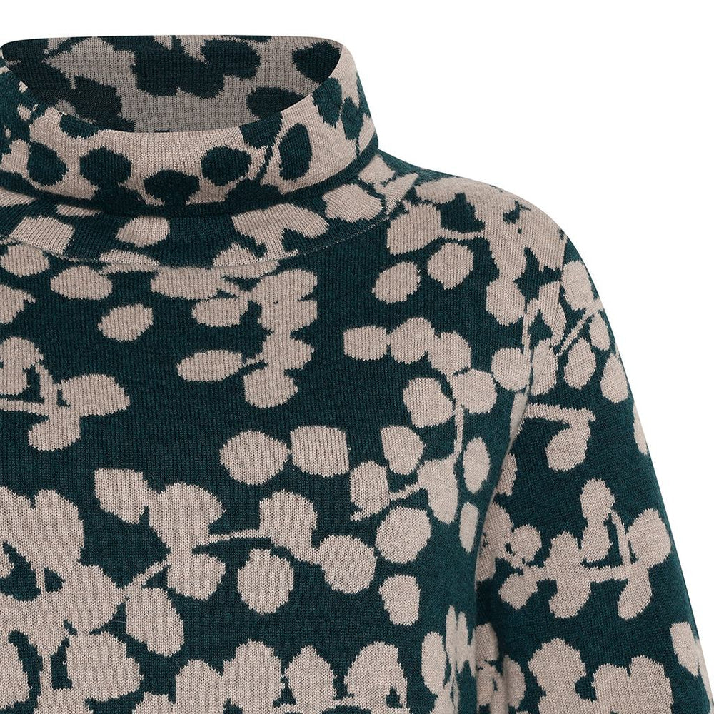 Nanna Floral Turtleneck Knit | Cold Green