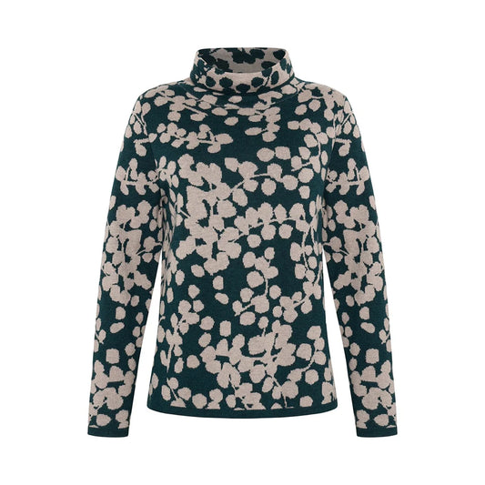 Nanna Floral Turtleneck Knit | Cold Green