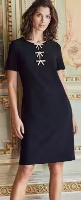 Short Sleeve  Bow Dress | Black