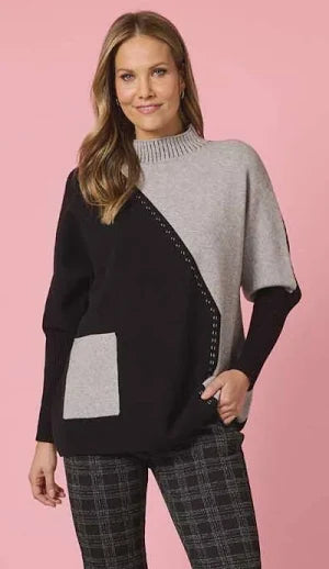 Cannes Spliced Knit | Black Grey