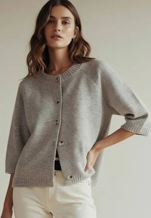 Lennox 3/4 Sleeve Cardi | Taupe
