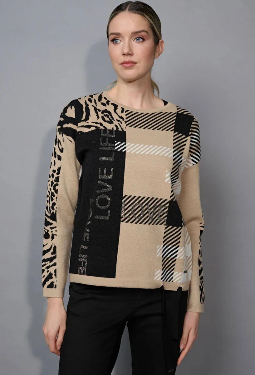 Drawstring Hem Jacquard Top | Dijon Multi