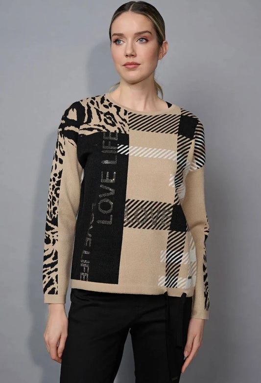 Drawstring Hem Jacquard Top | Dijon Multi