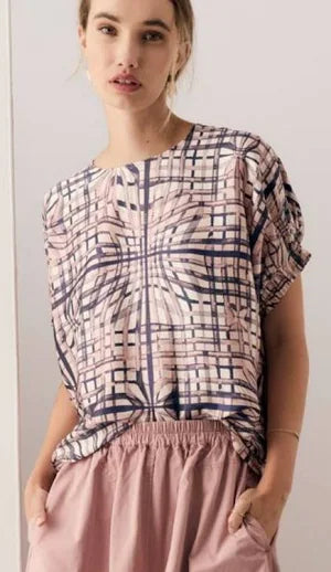POL Clothing  Lattice Top  |Pink Check