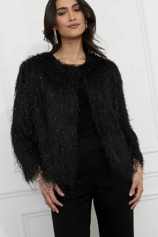 Formal Fringe Cardigan | Black