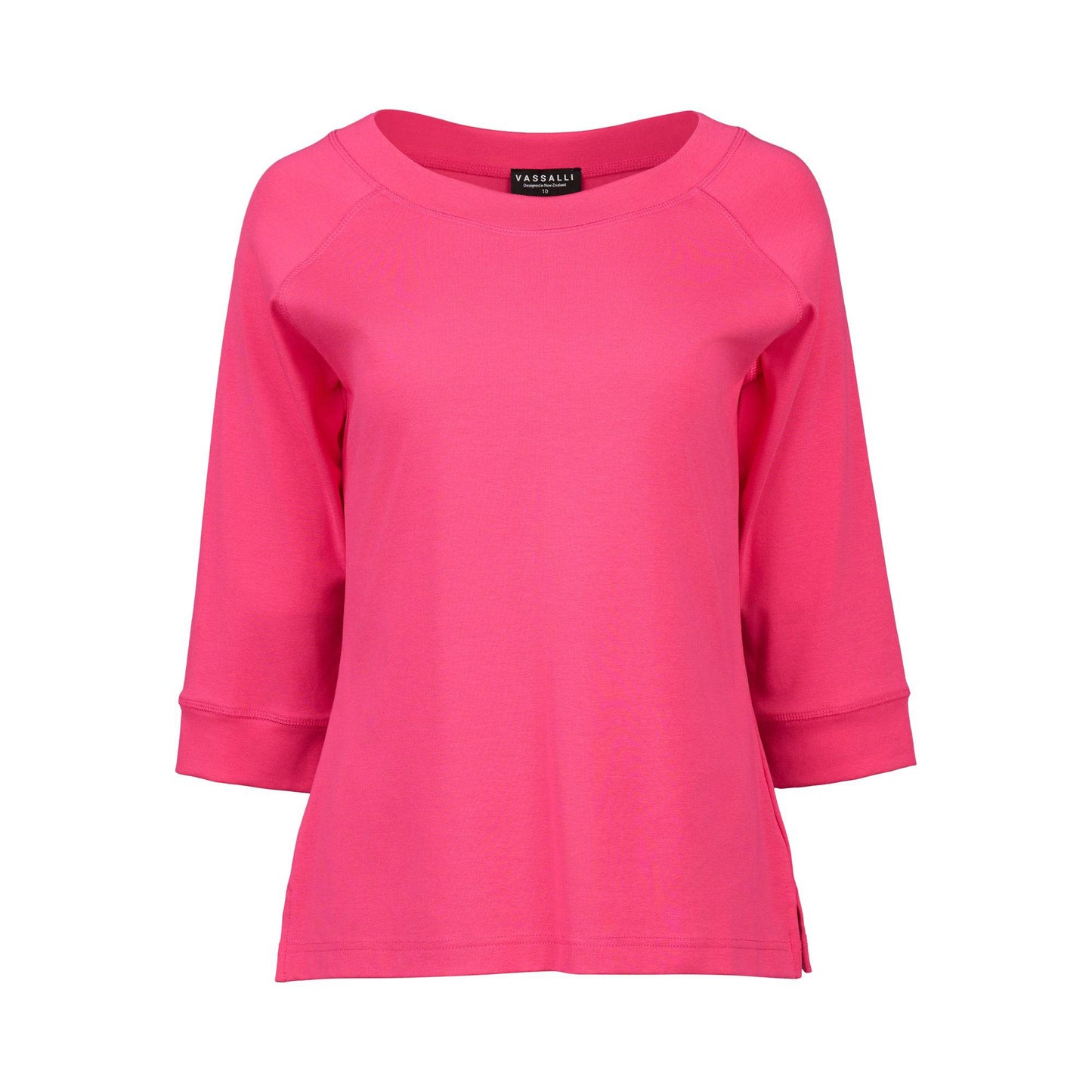 3/4 Sleeve Boat Neck Top | Fuchsia