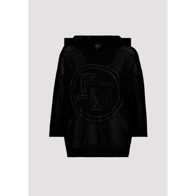 Net+Lurex Sweater | Black-Monari-Shop 12 Bendigo