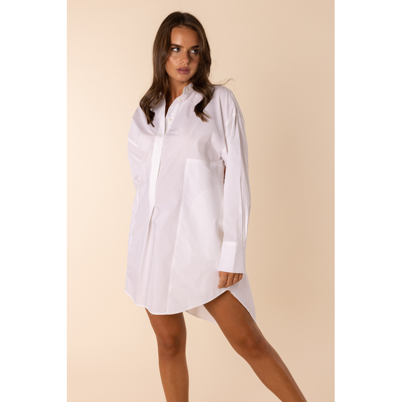 Oversized Shirt Dress | White-Two T's-Shop 12 Bendigo